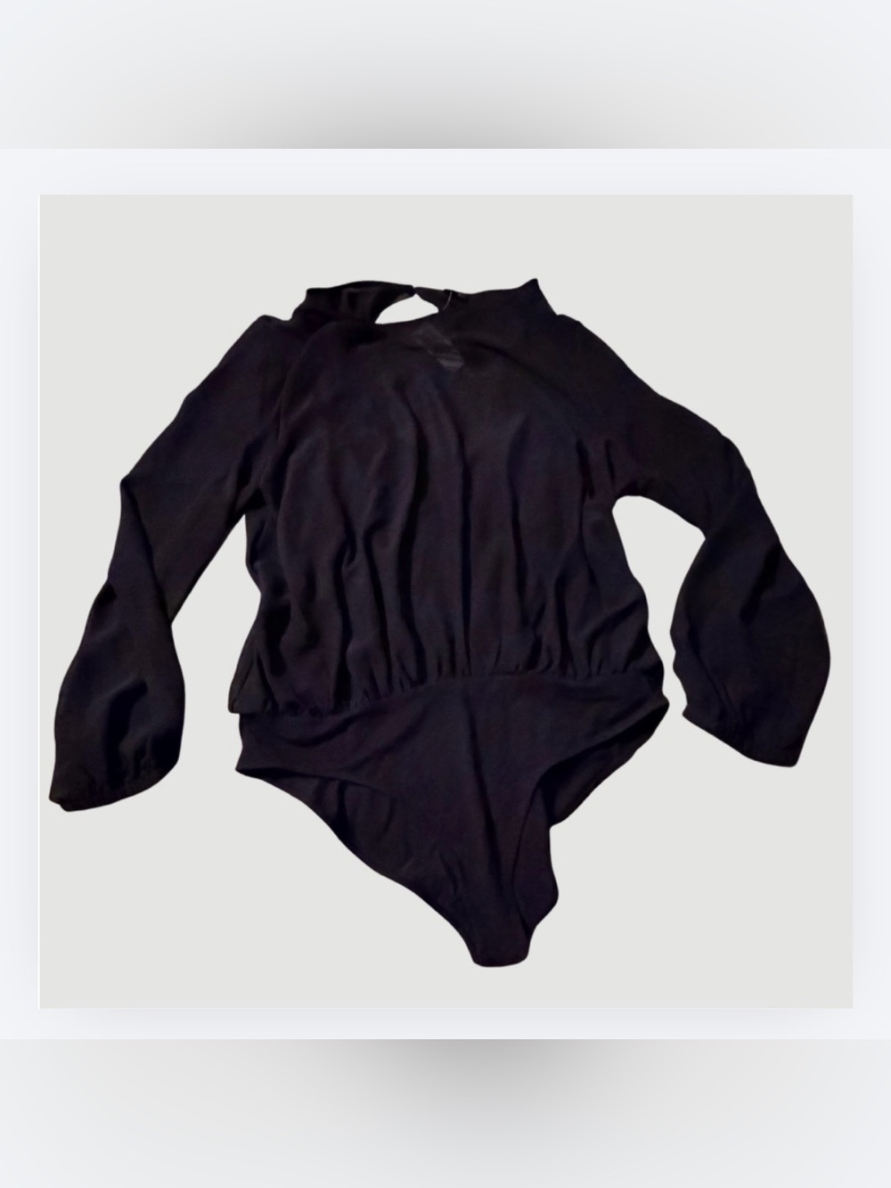 Ann Taylor Black Sheer Long-Sleeve Bodysuit with Keyhole Back, NWT, Sz XL